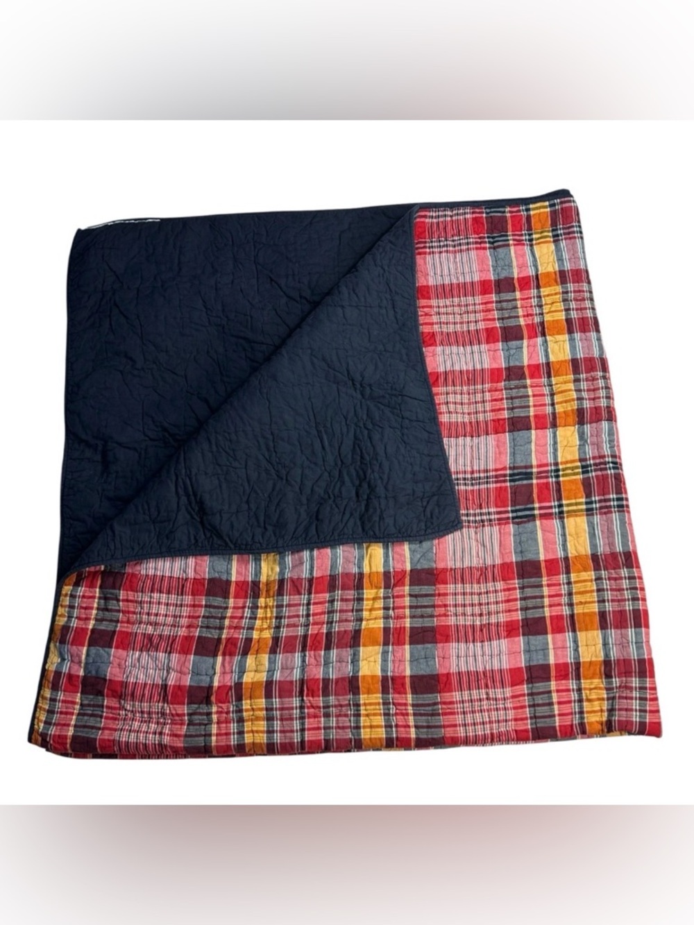 Pottery Barn Quinn Plaid with Yellow Strip Queen Comforter with Matching Sham